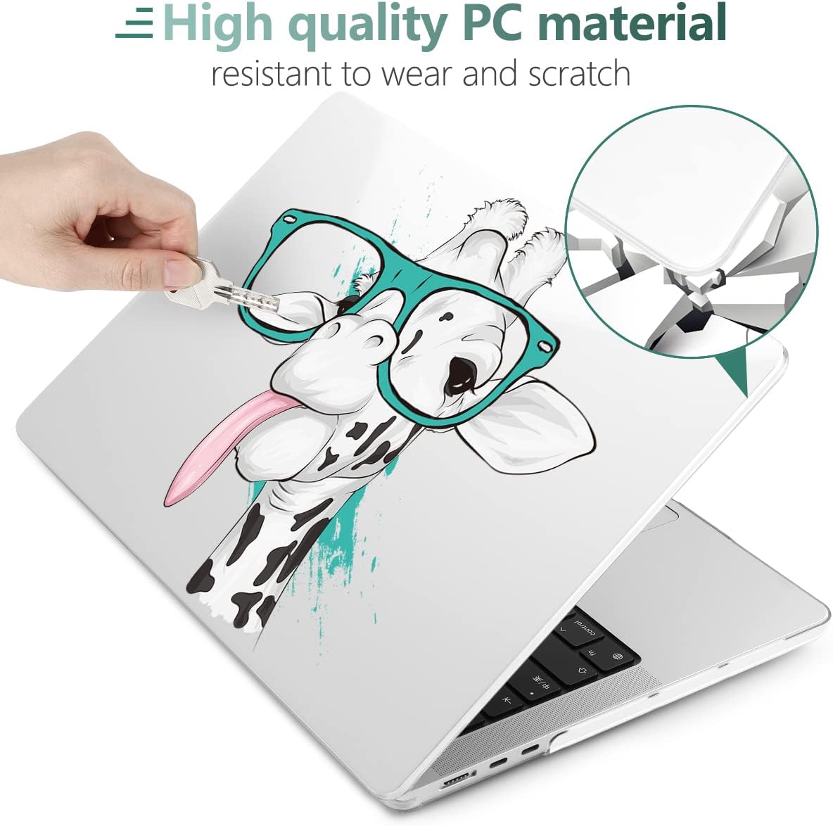 MEEgoodo Case for MacBook Air M4/M3/M2 13.6 inch 2025 2024 2022, Fit Model A3240 A3113 A2681, Compatible with MacBook Air 13 inch, Laptop Hard Shell Case with Keyboard Cover, Funny Giraffe - Image 4