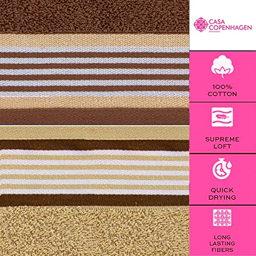 Image of Casa Copenhagen, Germany Design - He & She Super Soft Collection 2 Pieces 100% Cotton Large Bath Towel (Size : 70 x 140 cm) - Brown & Sandy Beige