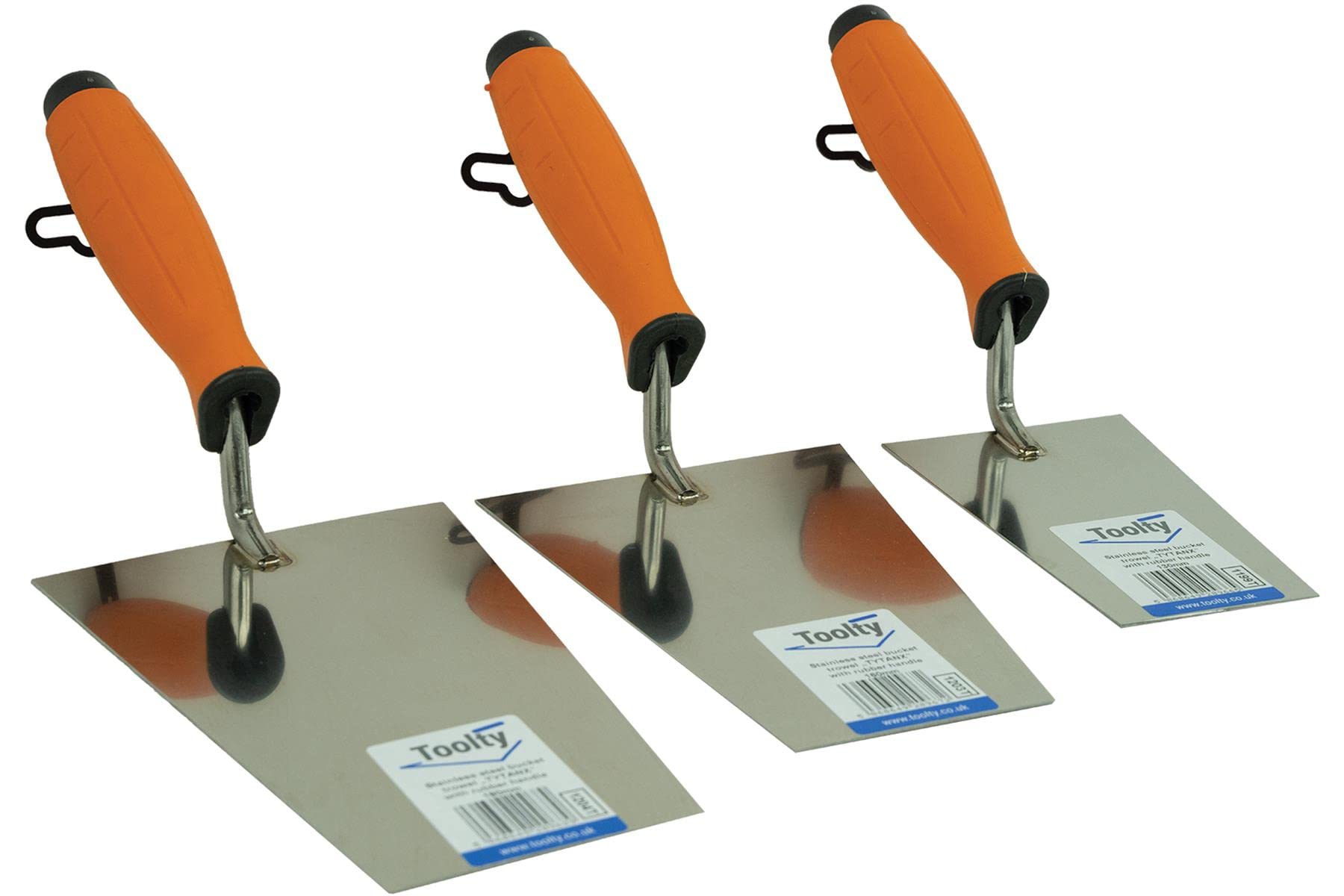 Ianpav 3Pcs Set - Stainless Bucket Trowel All Sizez, Rubber Handle, Bricklaying Diy