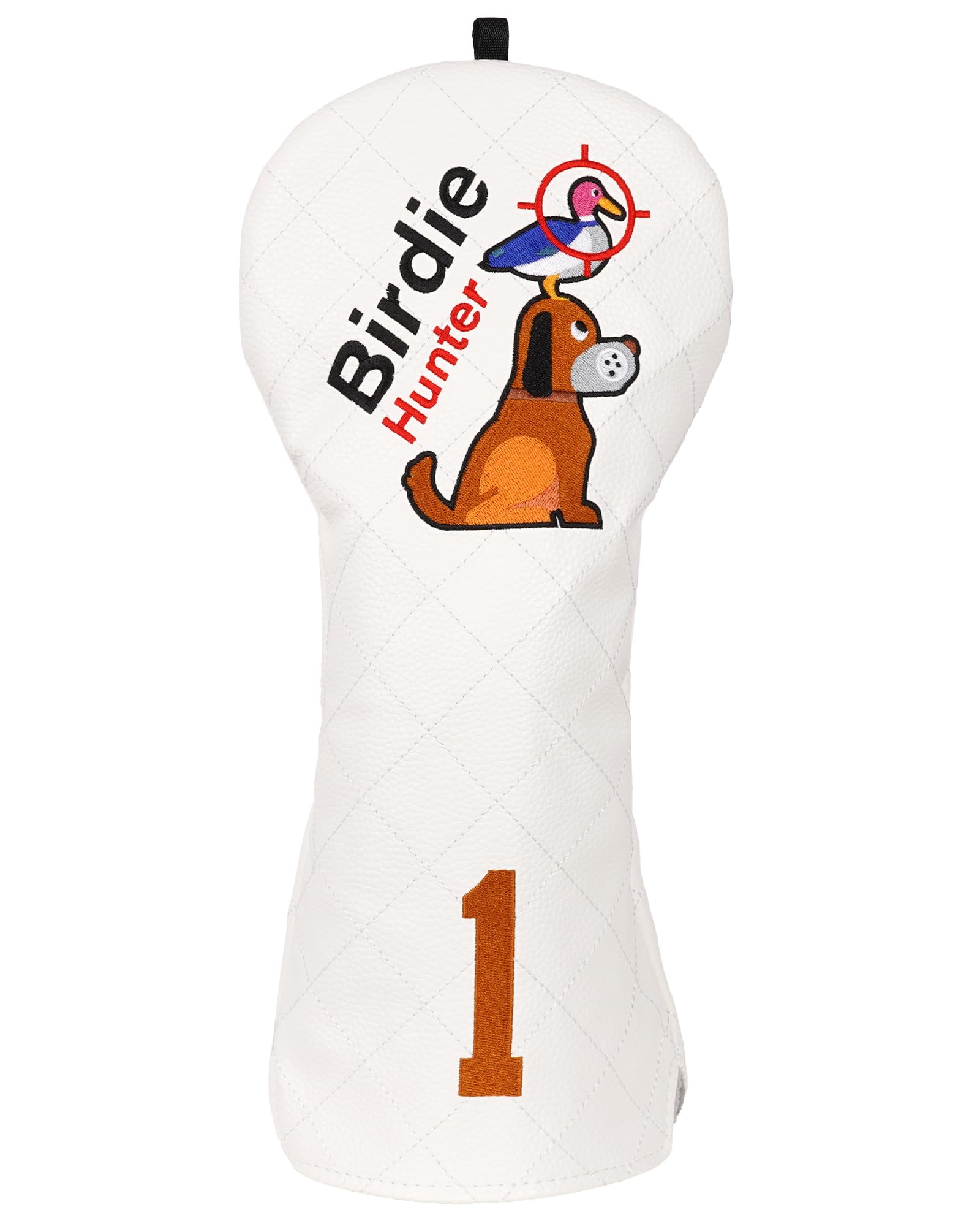 Golf Club Head covers for Driver 460CC DR #1 Elastic Closure White PU Leather Birdie Hunter Pattern