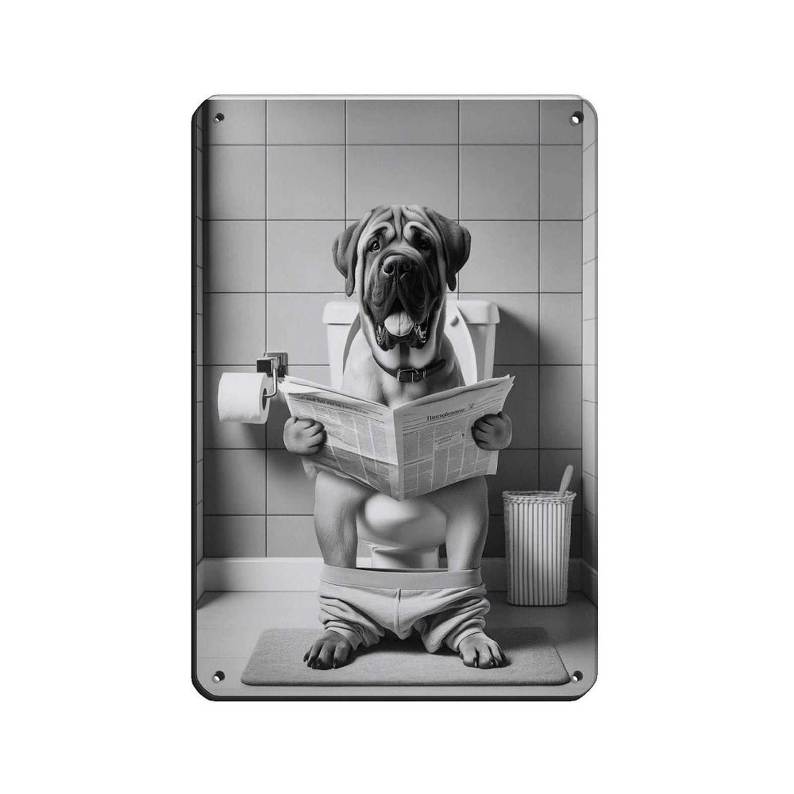Lxwnze 20L X 30W Cm Korean Mastiff, Funny Bathroom Decor Tin Sign Vintage Metal Pub Club Cafe Bar Home Wall Art Decoration Poster Retro 8X12inch(20X30cm)