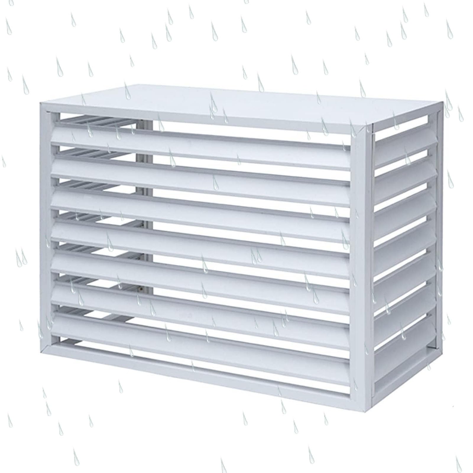 AYCDL Outdoor Privacy Screen Fence AC Cover, Hide Air Conditioner with Flower Stand, All-weather, Anti-theft, Noise Reduction,White-110cm
