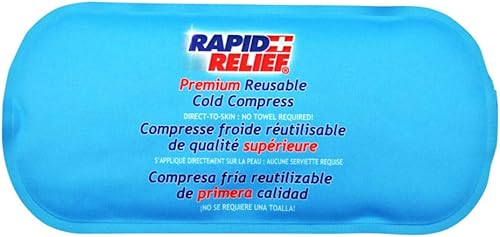 Rapid Relief Compresa fría de gel reutilizable, paquete frío de tela suave para lesiones, primeros auxilios, esguinces, dolores de cabeza, dolores