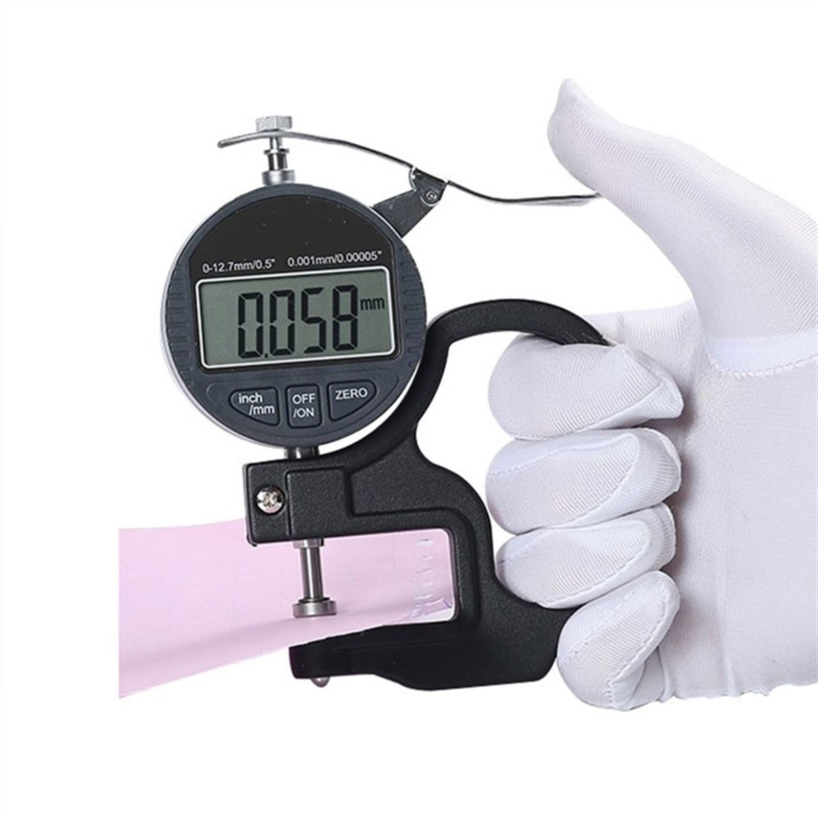 Calibrador Digital de cabeza plana, medidor espesor 0-25mm, micrómetro porcentaje, Cable película, herramientas medición papel cuero(0-10mmx0.001mm)