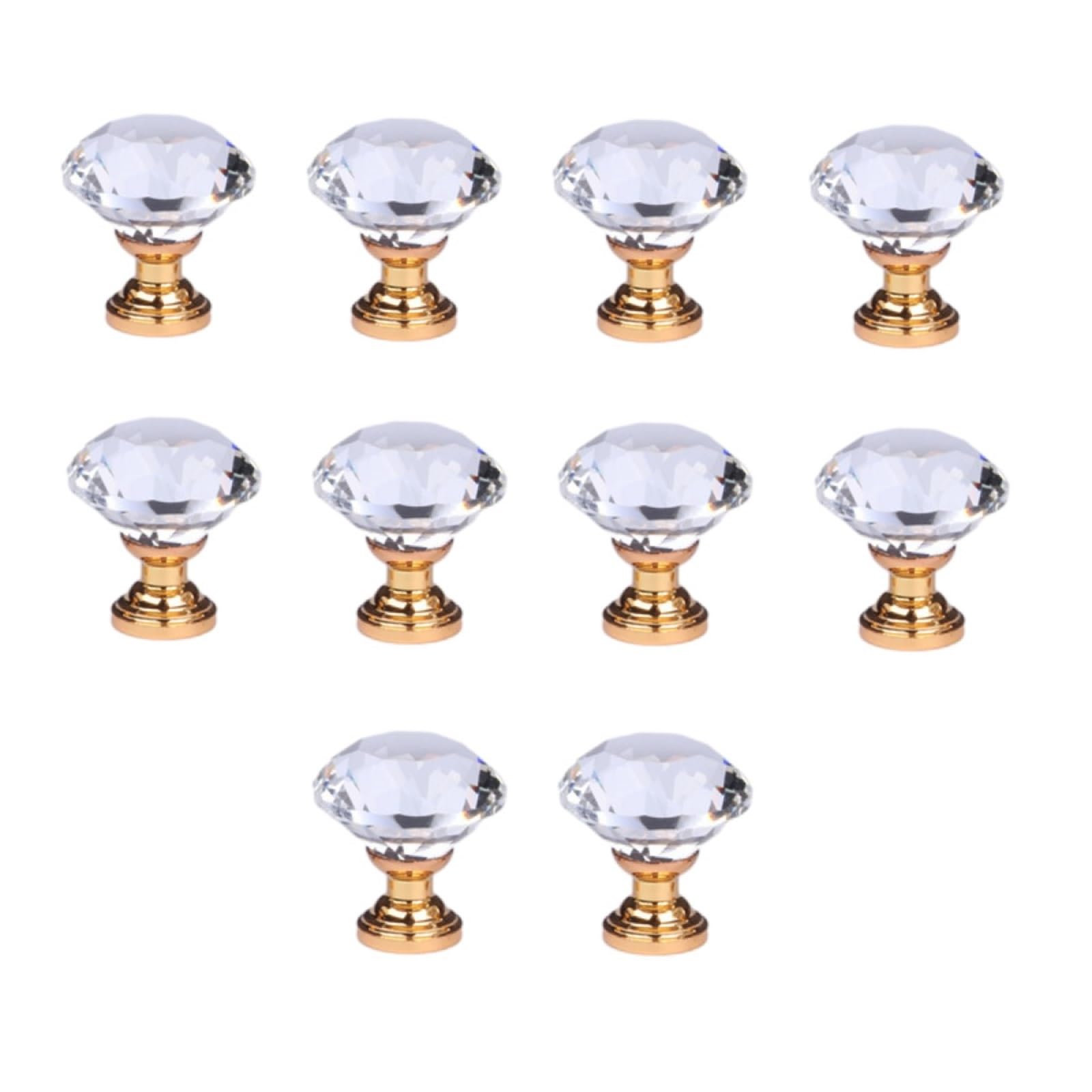 Kfgisd Golden Base 2Pc Drawer Pulls Door Handles Single Hole Wardrobe Door Drawer Diamond Crystal Handle,Crystal Handles(,25Mm)