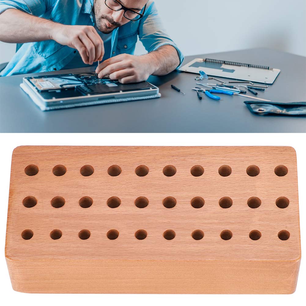 Supporto per Utensili in Legno per Cacciavite, Supporto in Legno per Riporre Oggetti con 30 Fori, Comodo e Durevole