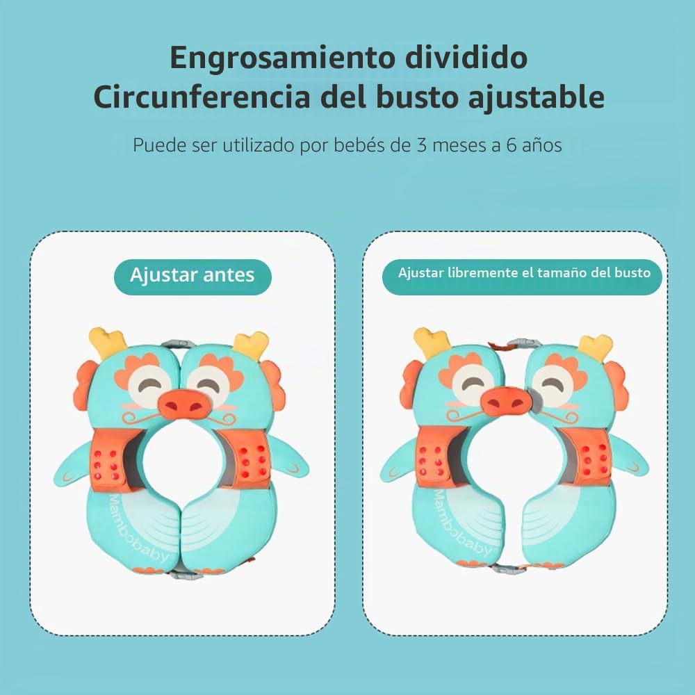 Mambobaby - Flotador de natación para bebé, no inflable, impermeable, anillo de flotación para 3 y 72 meses, para bebé, niña, piscina, lago, azul, perla de espuma de piel