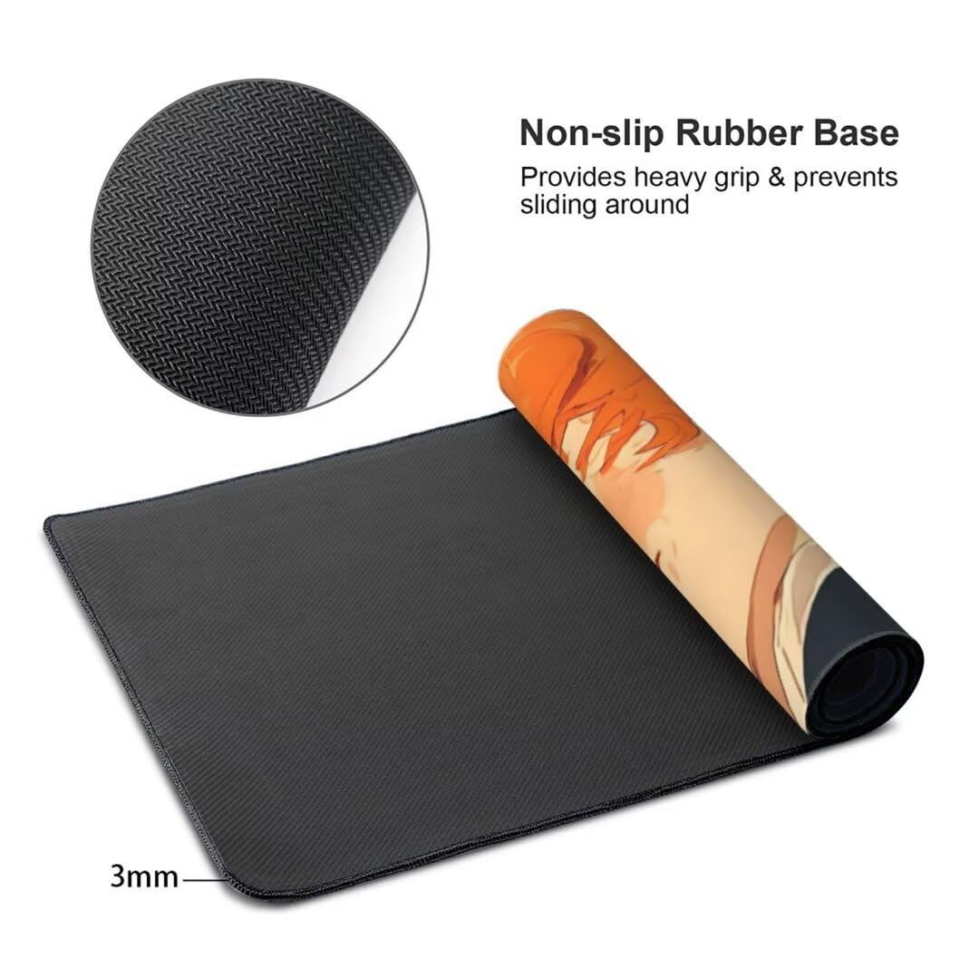 Alfombrilla de ratón 1400x600x3 MM, Alfombrilla Ratón XXL Extendida de Gran Tamaño con Bordes Cosidos, Resiste Salpicaduras, Base de Goma Antideslizante y Almohadilla para Teclado, Anime Man S-2795