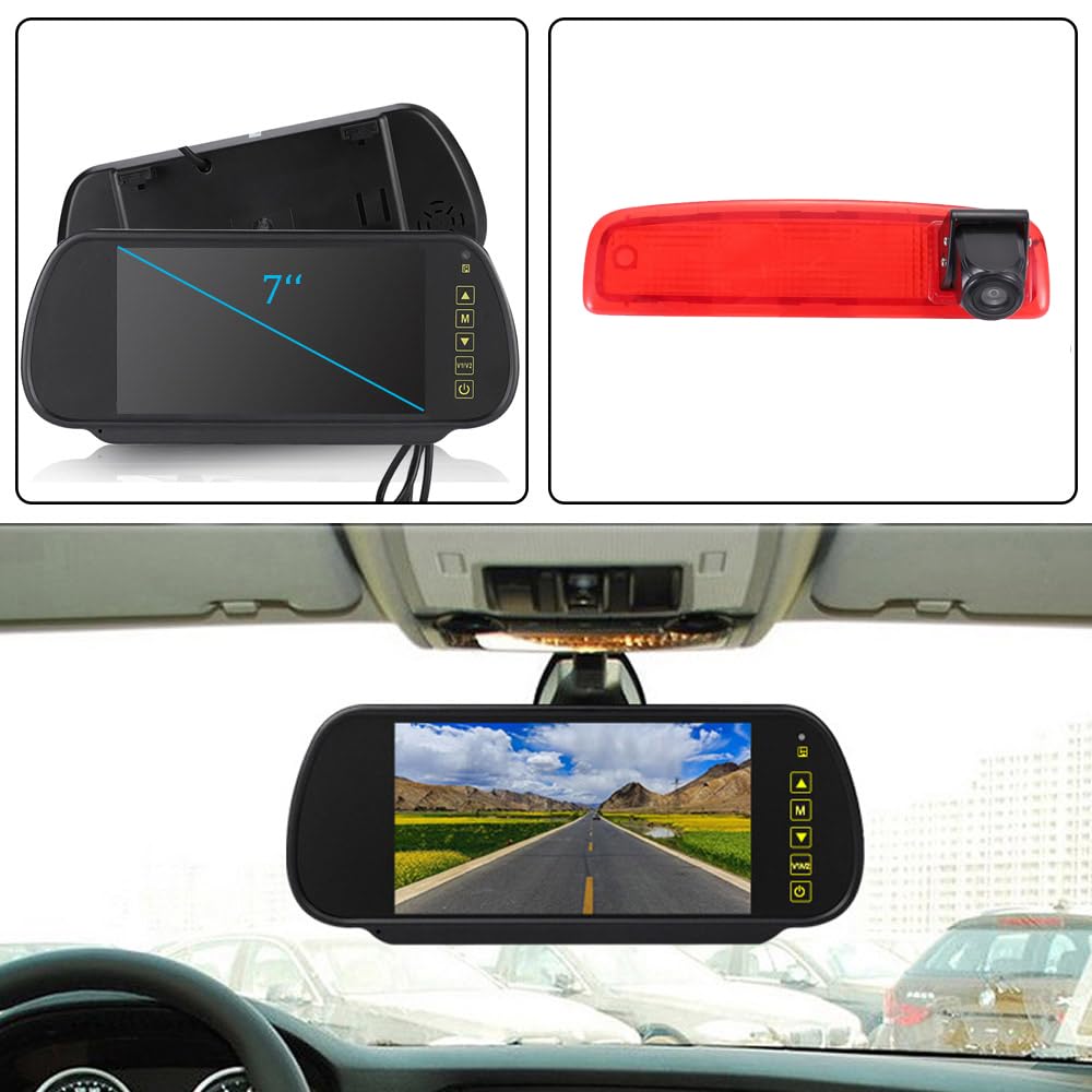 7-calowy wyświetlacz lusterka wstecznego LCD TFT ekran wspomagający parkowanie + światło hamowania HD kamera cofania do Renault Dacia Dokker Logan MCV Express furgon 62180802 89037432 8200690117