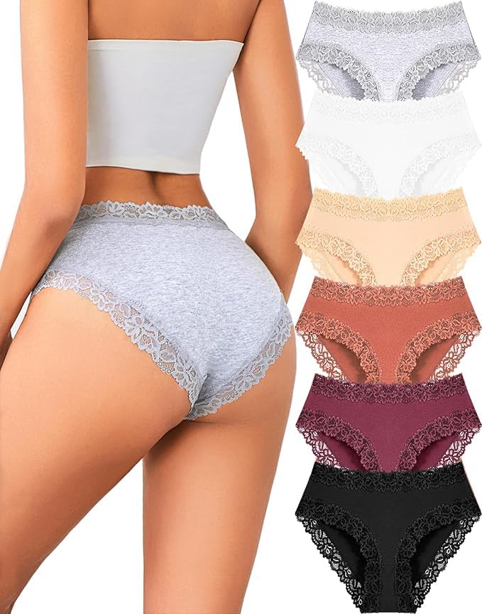 ALL OF SHE Womens Cotton Underwear Cheeky Bikini Panties Sexy Lace Briefs Soft Stretch Lingerie Sets ropa interior mujer