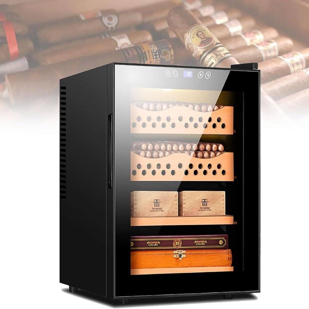 Elektrischer Humidorschrank für Zigarren, 50-l-Humidor für Zigarren, 300 Stück, mit Regal und Schublade aus spanischer Zeder, für Zigarrenliebhaber