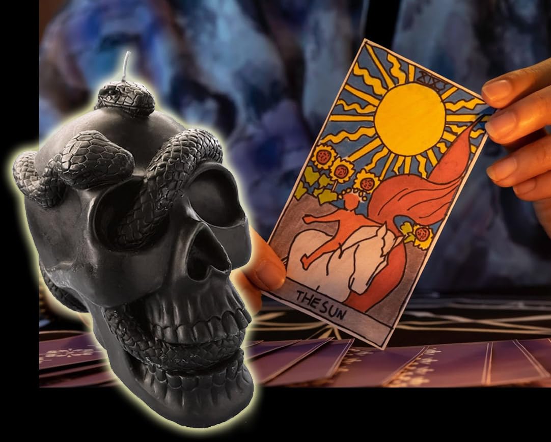 Skull Candle with Snakes - Uncscented, 5
