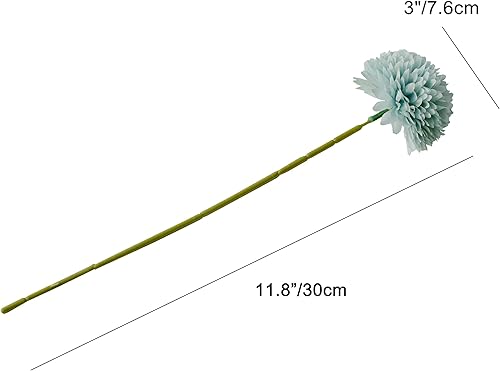 Miniatura 2 de Mandy's Bola artificial azul de crisantemo, 12 tallos de flores sintéticas con tallos flexibles para el día de San Valentín y Año Nuevo, decoración