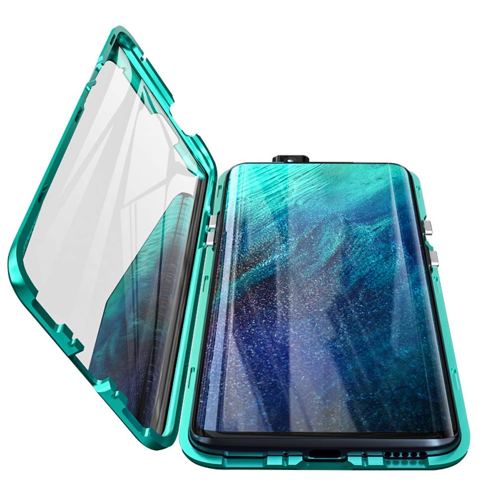 Custodia per Xiaomi Redmi Note 8T Cover Magnetica Adsorbimento Tecnologia 360 Gradi Full Body Protezione Cassa Bumper in Metallo Schermo Intero Prima e Dopo Trasparente Vetro Temperato Case,Rosso