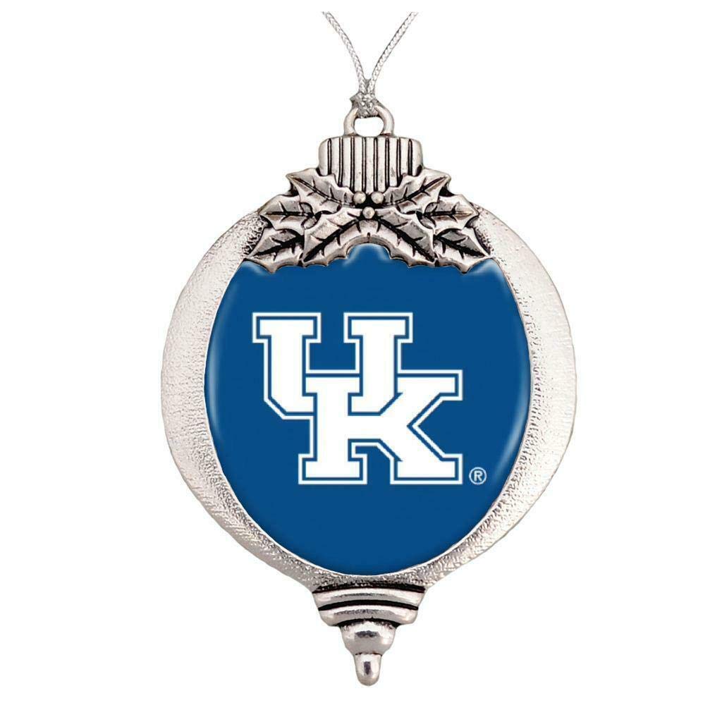 Kentucky Wildcats Bulb with Team Logo Silver Metal Christmas Ornament Gift Tree Decoration UK