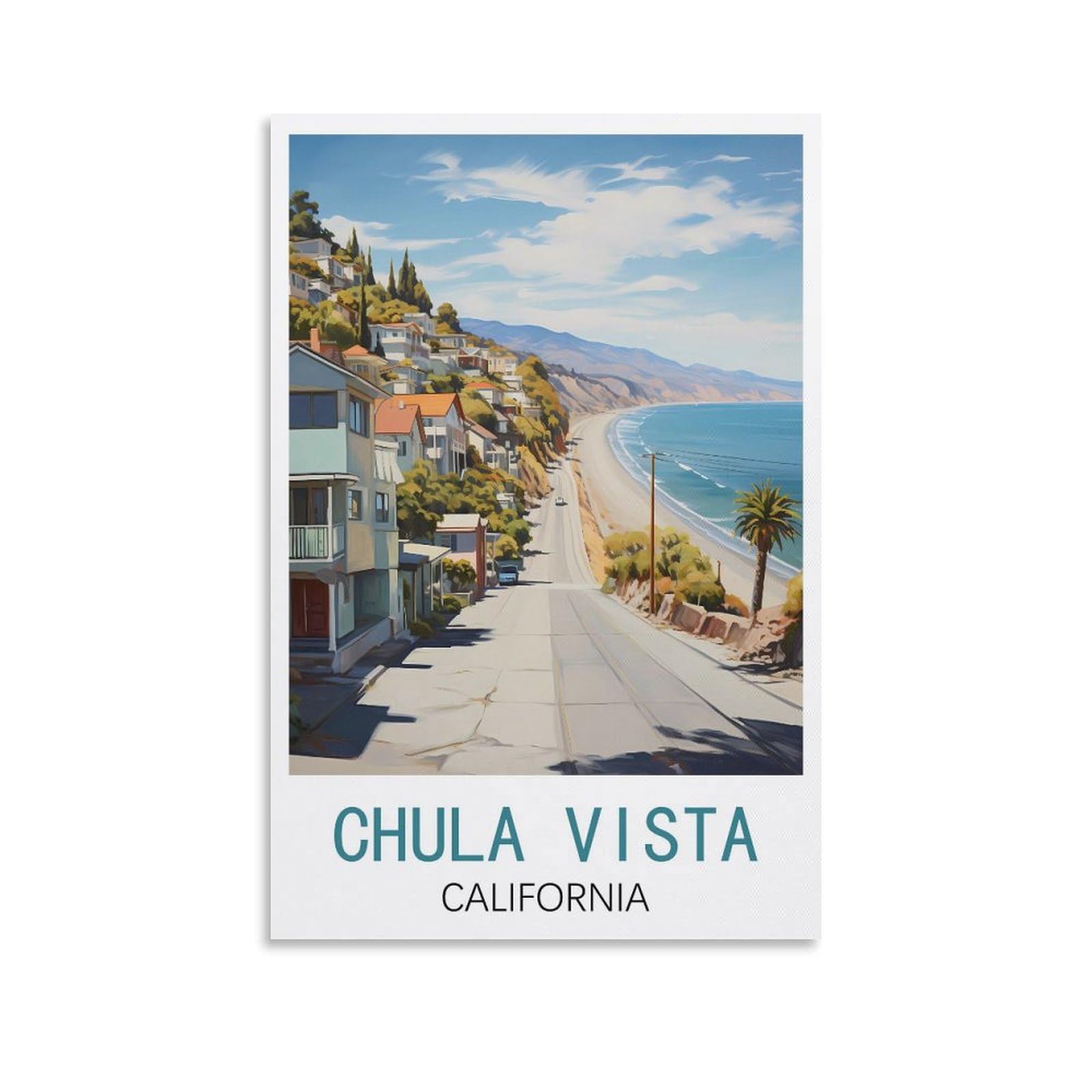 Vintage Metal Tin Sign Vintage Tin Sign Metal Retro Art Wall Poster for Home Club Garden Decor Chula Vista California Posters 30x30cm