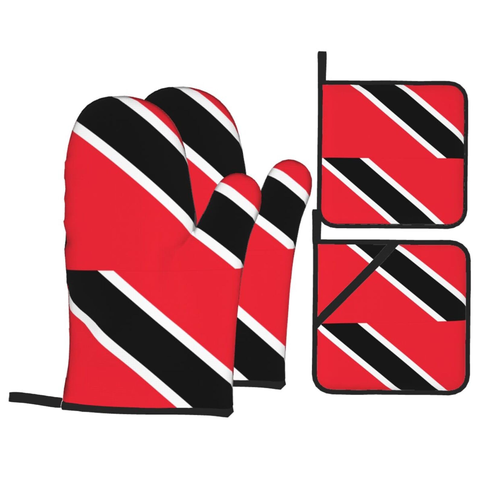 WHJSHOP Flag of Trinidad and Tobago Prints Kitchen Layers: Waterproof Oven Covers for Safe Handling & Easy Cleanup – 4 Piece Heat Protection Bundle