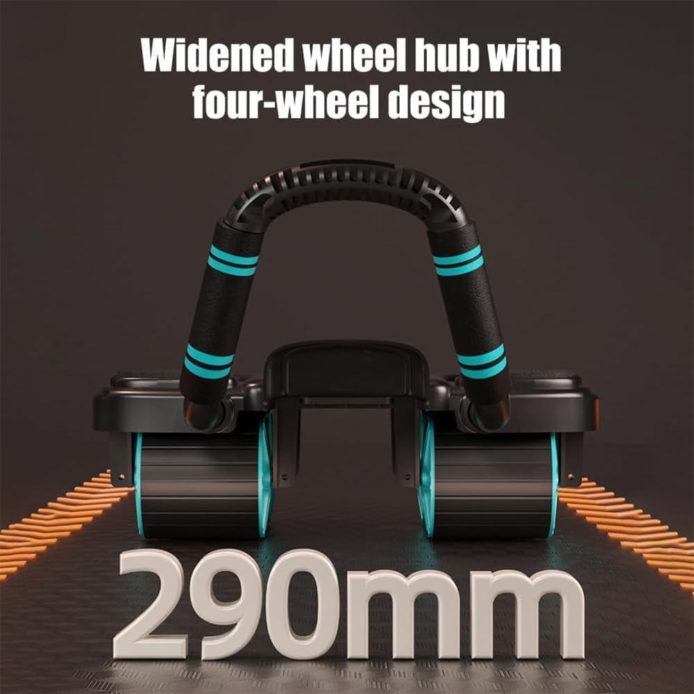 Ab Wheel Roller - 4-kołowy automatyczny trener brzucha z podparciem łokcia i uchwytem na telefon do treningu rdzeniowego, zawiera 6 wsporników łokciowych