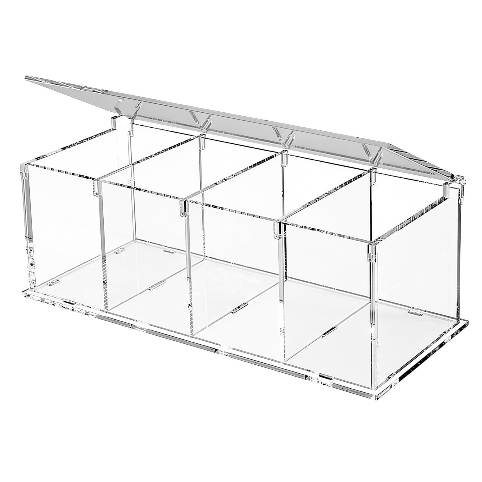 Packool Coffee Pod Holder, Stackable Countertop Holder for Coffee Pods, Tea Bags, Sugar Packets, 4 Compartment Flip Lid Storage Case, Clear Acrylic Coffee Pod Organizer Box