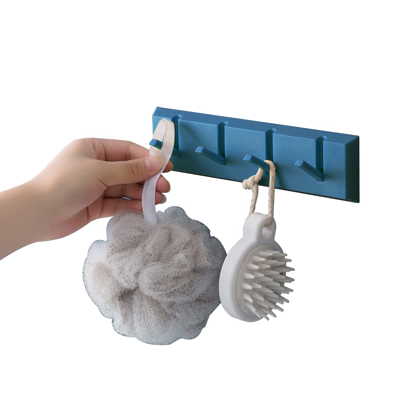 BEAUTTI DAUPHINE Adhesive Bathroom Shelf Storage Organizer with 4 Foldable Hooks No Drilling Shower Shelf Kitchen Storage Basket