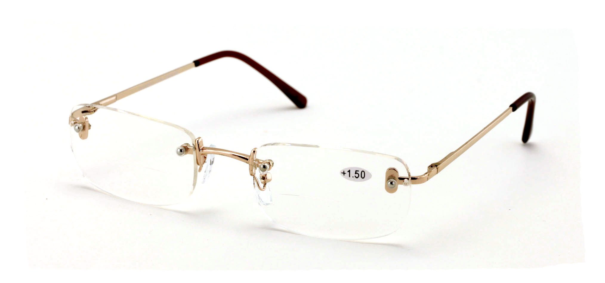 V.W.E. Clear Bifocal Rimless Rectangle Reader Reading glasses - Comfortable Stylish Simple Readers