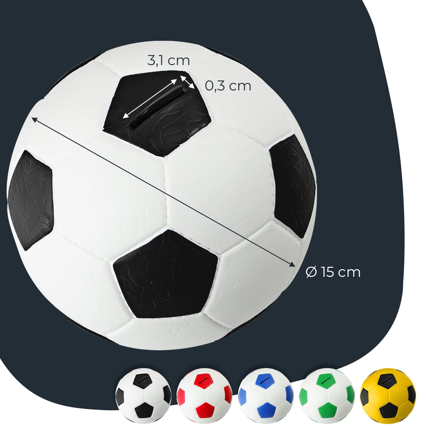 HMF 4790-01 Soldi Salvadanaio, Pallone da Calcio In Pelle Sintetica, 15 cm, Bianco Nero