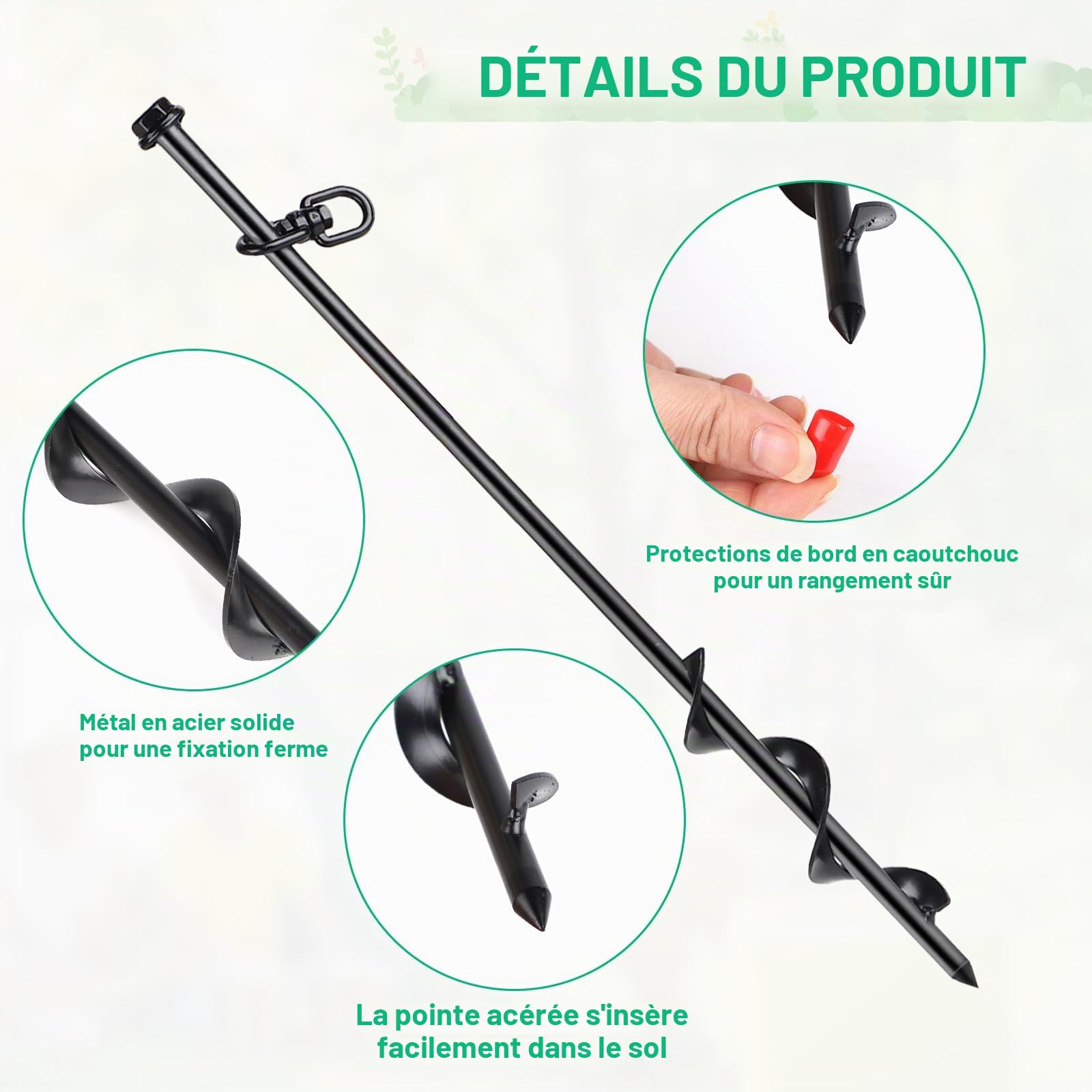 SWAWIS 8 Pièces Ancrage au Sol Piquet de Fixation Acier Trampoline Tente | Ancrage au sol en acier pour trampoline, tentes, auvents, abris et abri de jardin, sardines de fixation, maintien sûr au sol