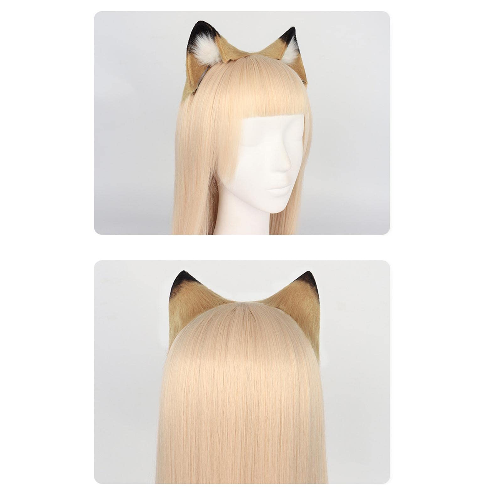 Oreilles et Queue Lolita Cosplay pour Enfants Adultes Oreilles, Brun, queue 6cmx95cm oreille 9cmx9cmx6cm