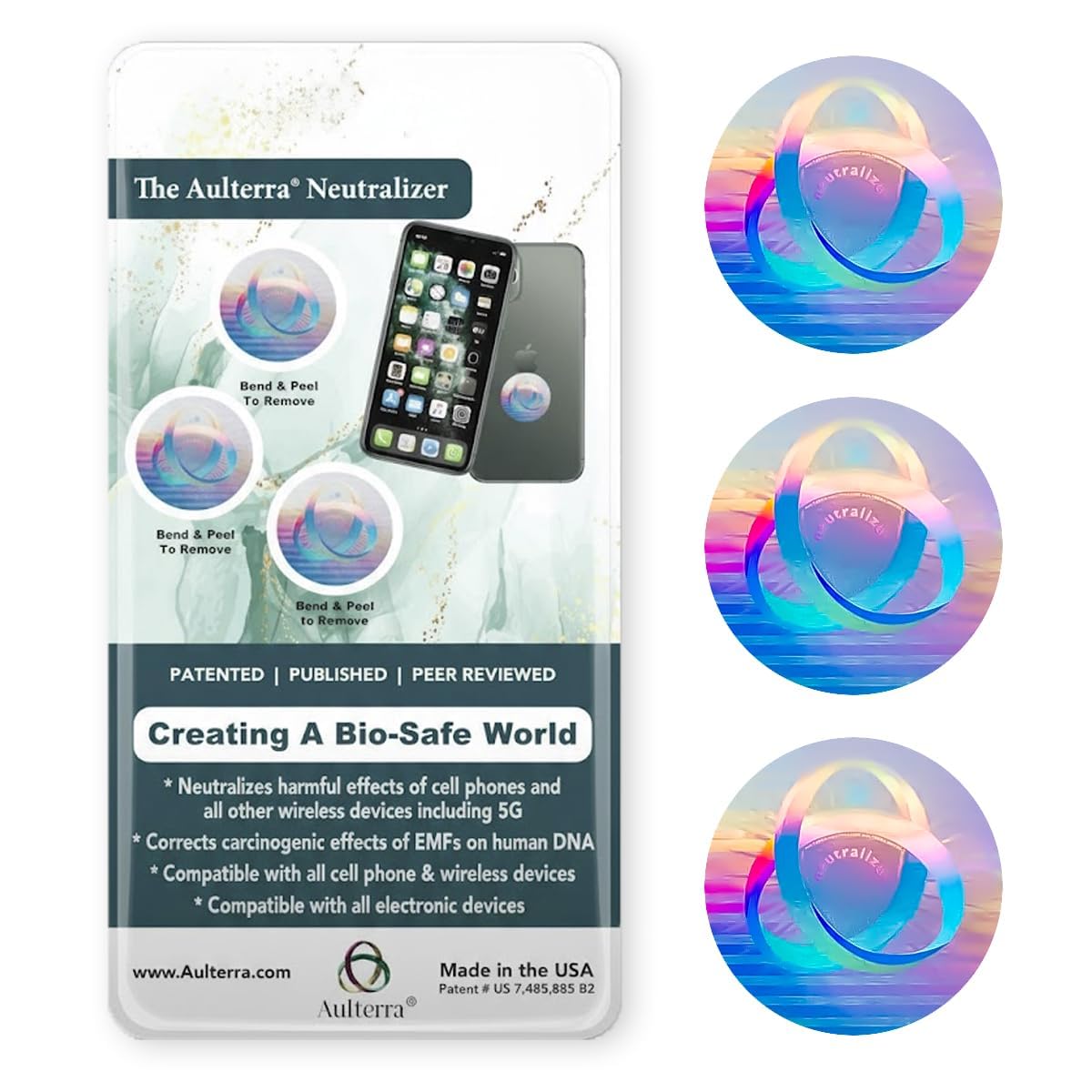 Aulterra EMF Neutralizer Sticker for Cell Phones, Laptops and Mobile Devices to Neutralize Harmful Effects Including 5G