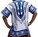 RaanPahMuang Brand Unisex Bright African White Dashiki Cotton Shirt #13 Navy Large