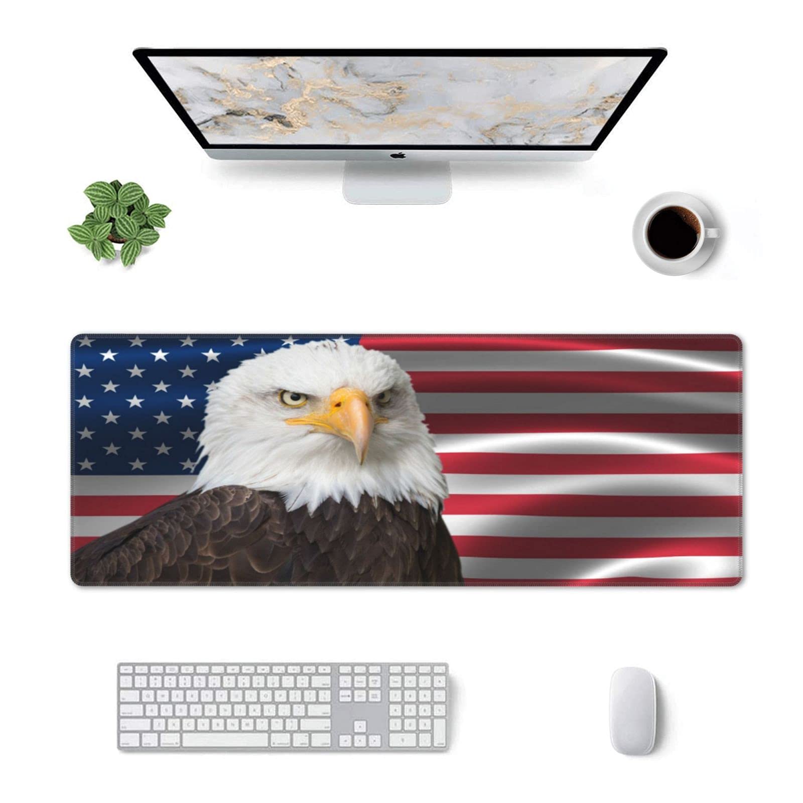 American Eagle Mouse Pad Non-Slip Rubber Gaming Mouse Pad Rectangle Mouse Pads for Computers Laptop Vintage USA Flag American Patriotic Eagle Quotes