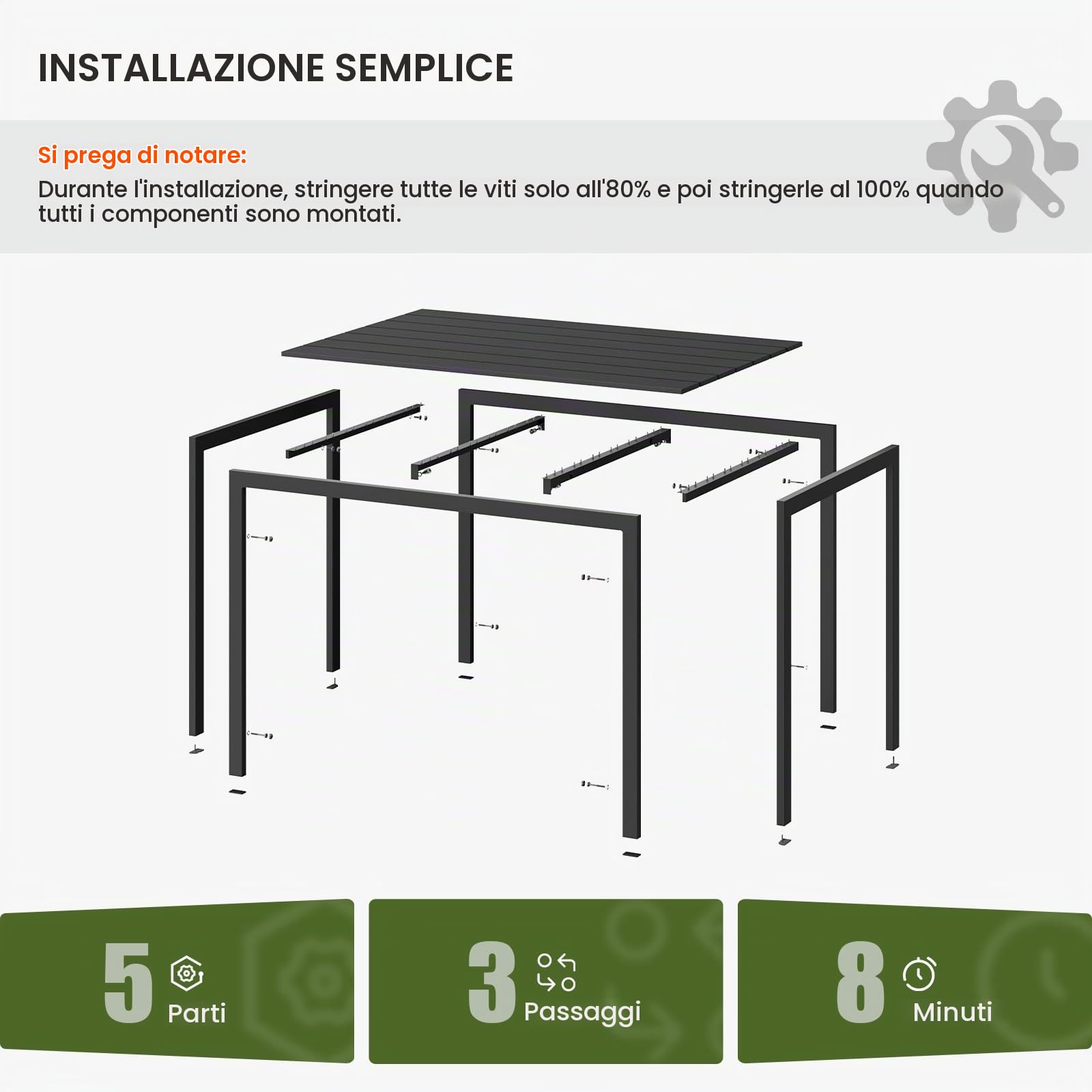 UDPATIO Tavolo da Giardino in Alluminio, 110x70x74 cm Tavolo da Esterno Rettangolare con Venatura Legno, 4-6 Posti, Resistente alle Intemperie per Terrazza e Balcone, Nero + Grigio Scuro