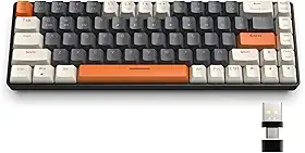 YINDIAO Teclado Mecânico para Jogos K68 60% Sem Fio, Bluetooth 5.0/2.4 GHz, Receptor USB-C 2 em 1, Troca a Quente, Layout Compacto EUA de 68 Teclas, Economia de Energia, Interruptor Azul