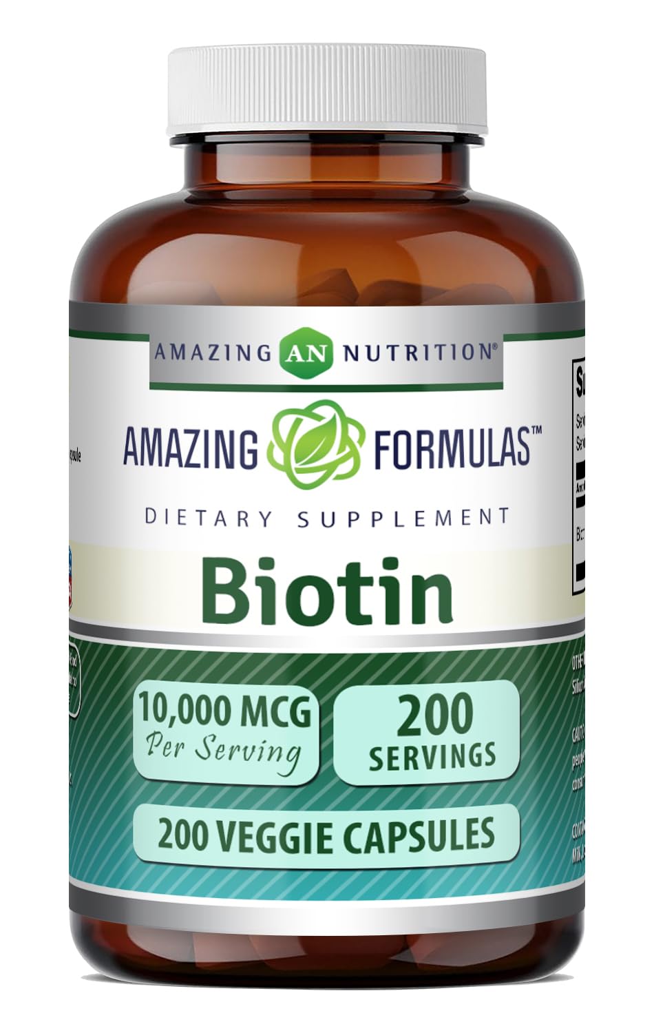 Amazing Formulas Biotin (Vitamin B7) 10 Mg Supplement | 200 Veggie Capsules | Non-GMO | Gluten-Free | Made in USA | Suitable for Vegetarians Unflavored | 200 Count