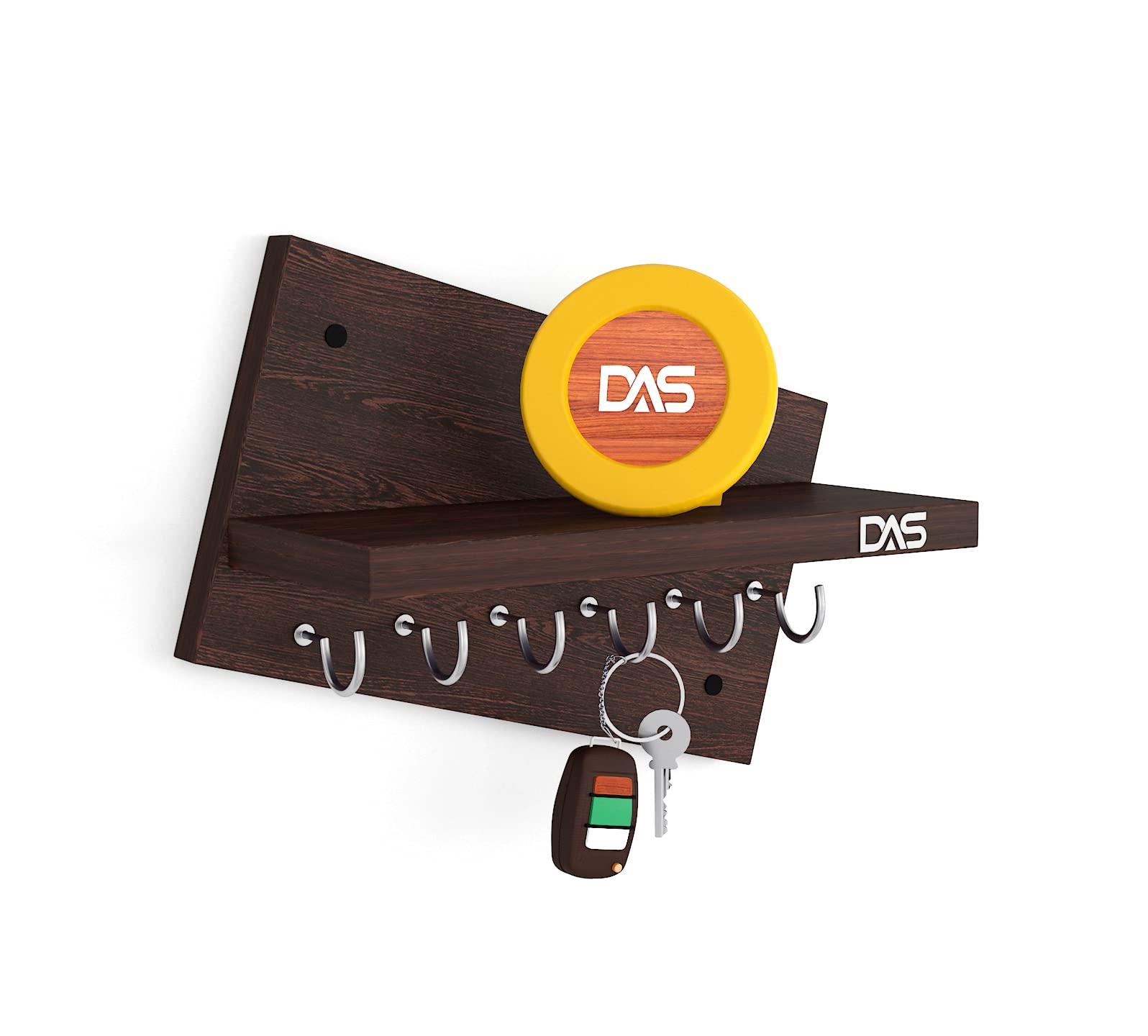 DAS Wall Mounted Home D�cor Key Chain Holder/Organizer Key Hooks with Wall Shelf Display Rack (6 Hooks)-Wenge Mabel