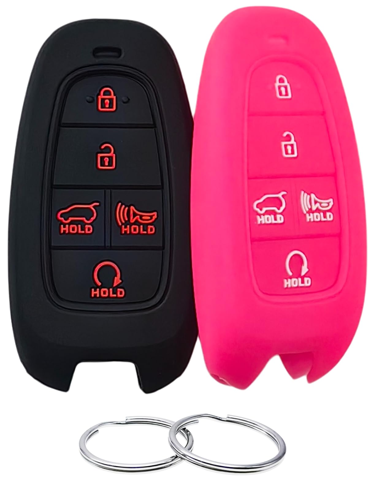 REPROTECTING Silicone Rubber Key Fob Cover Compatible with (5 Buttons) 2019-2023 Hyundai Sonata Sanata Fe Tucson Palisade (Black Rose)
