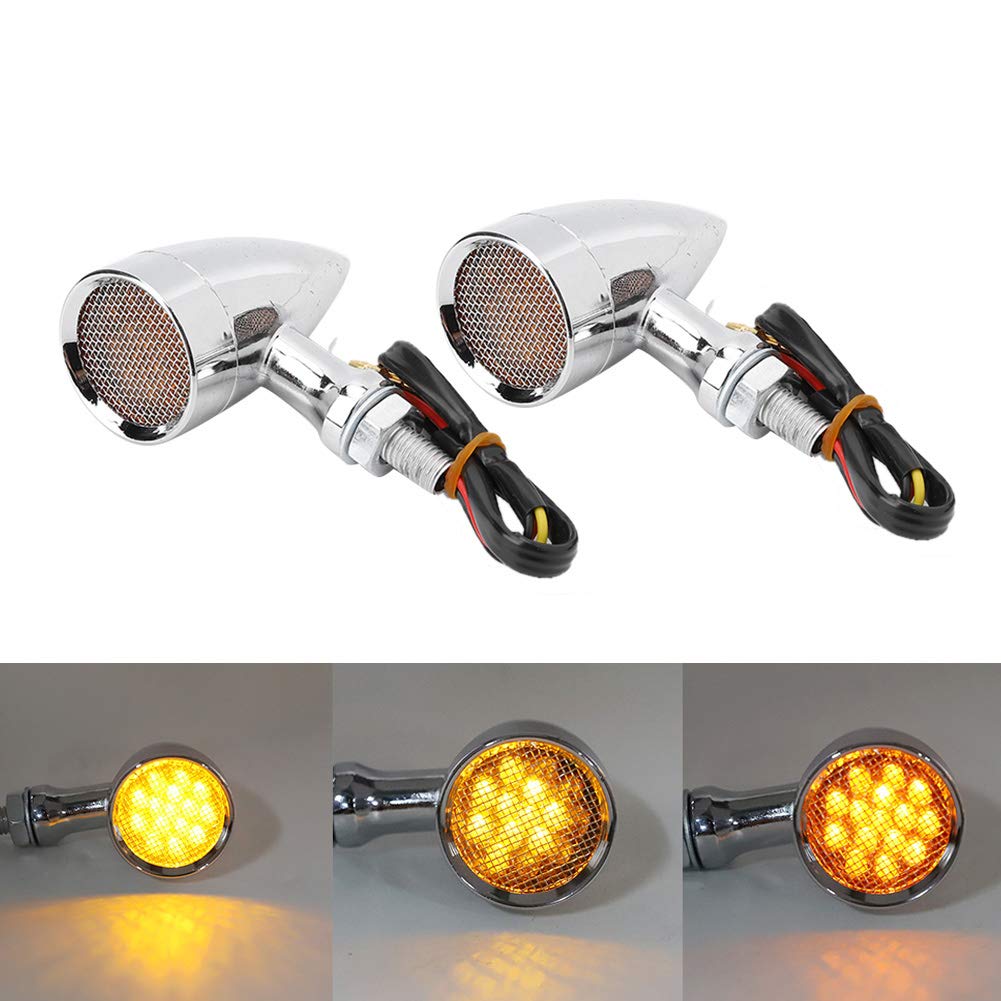 Aramox Indicatore di direzione, 2 pezzi Lampada per indicatori di direzione per moto Luce di stop Accessorio per modifica griglia vintage(bianca
