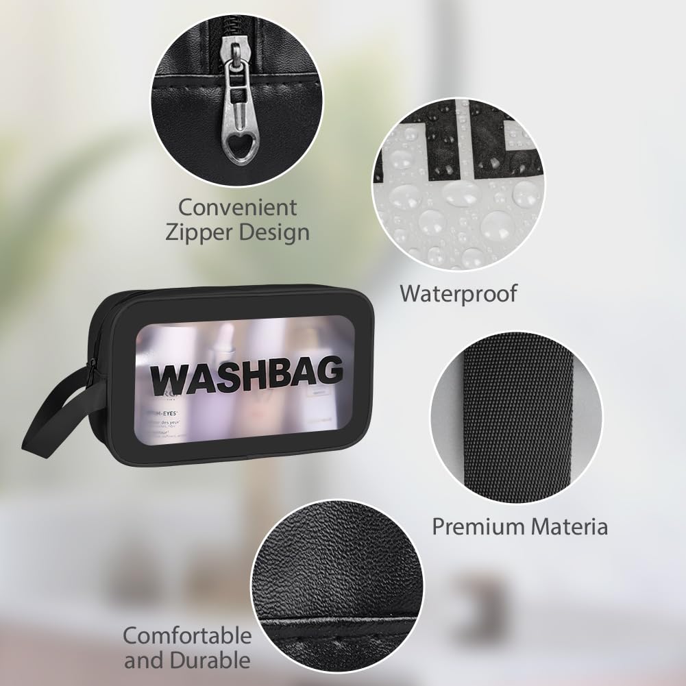 Aucuu Borse Da Toilette Trasparente, 7 Pezzi Beauty Case Trasparente, PVC Trousse da Viaggio Impermeabile, Borsa Cosmetici da Viaggio, Cosmetici Trucco Portatile per Bagno, Piscina, Viaggio, Aereo