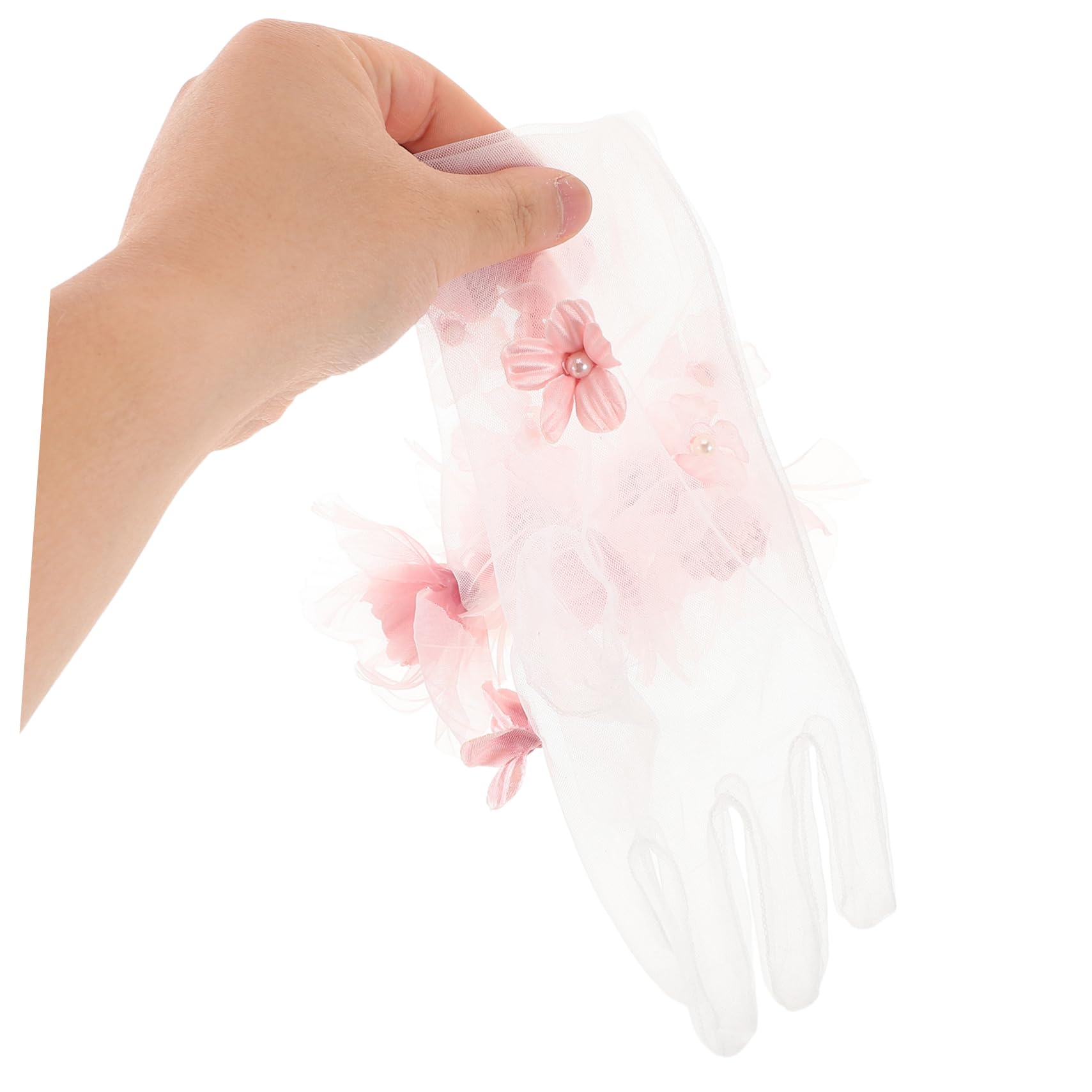 Guantes de Boda Largos de Tul Transparente para Novia Fiestas de Té y Actuaciones Escenario Color Rosa