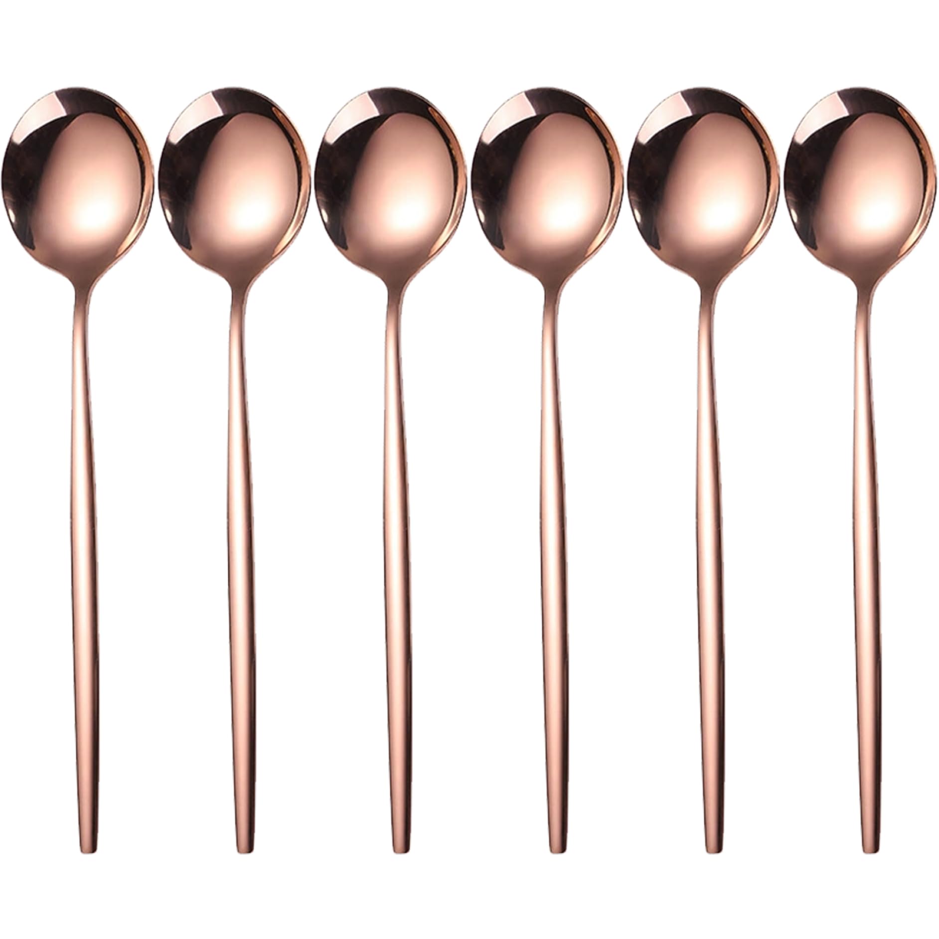 Vervevum 6 PCS Tiny Spoons, 5 Inch Rose Gold Silverware Set, Stainless Steel Flatware Mirror Polished Demitasse Spoons for Tea, Dessert, Appetizer Coffee, Rose Gold Silverware Set