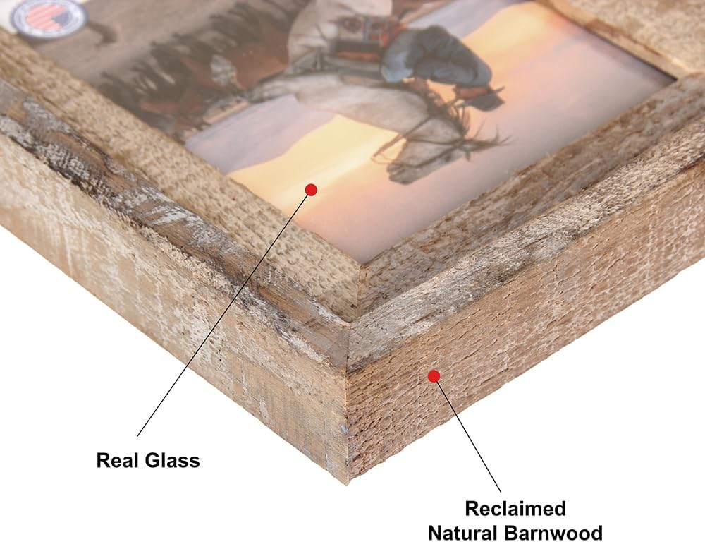 Rustic Barnwood Picture Frames 22x28 - Natural Reclaimed Wood Wall Hanging - Handcrafted Vintage Distressed, 1 3/4" Frame Width Grey 22x28