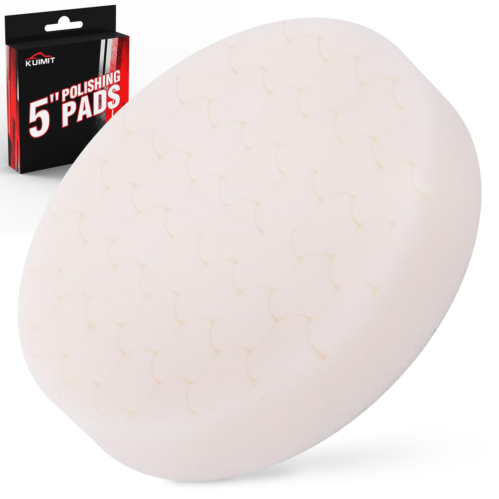 White Polish Pad, Buffing Polishing Pads, 1Pc 5.5 Inch Face for 5 Inch 125mm Backing Plate Compound Buffing Sponge Pads for Car Buffer Polisher Compounding, Polishing and Waxing