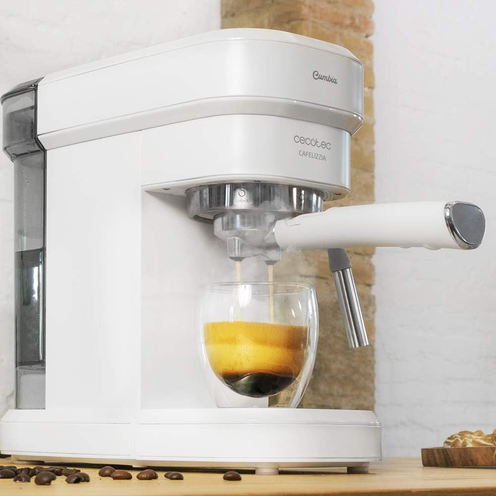 Cecotec Macchina da Caffè Espresso Cafelizzia 890 Grey. Espresso e Cappuccino, 1350 W, Sistema Thermoblock, 20 Bar, Modalità Auto per 1-2 Caffè, Vaporizzatore Orientabile, Capacità 1,2 L, Scalda Tazze