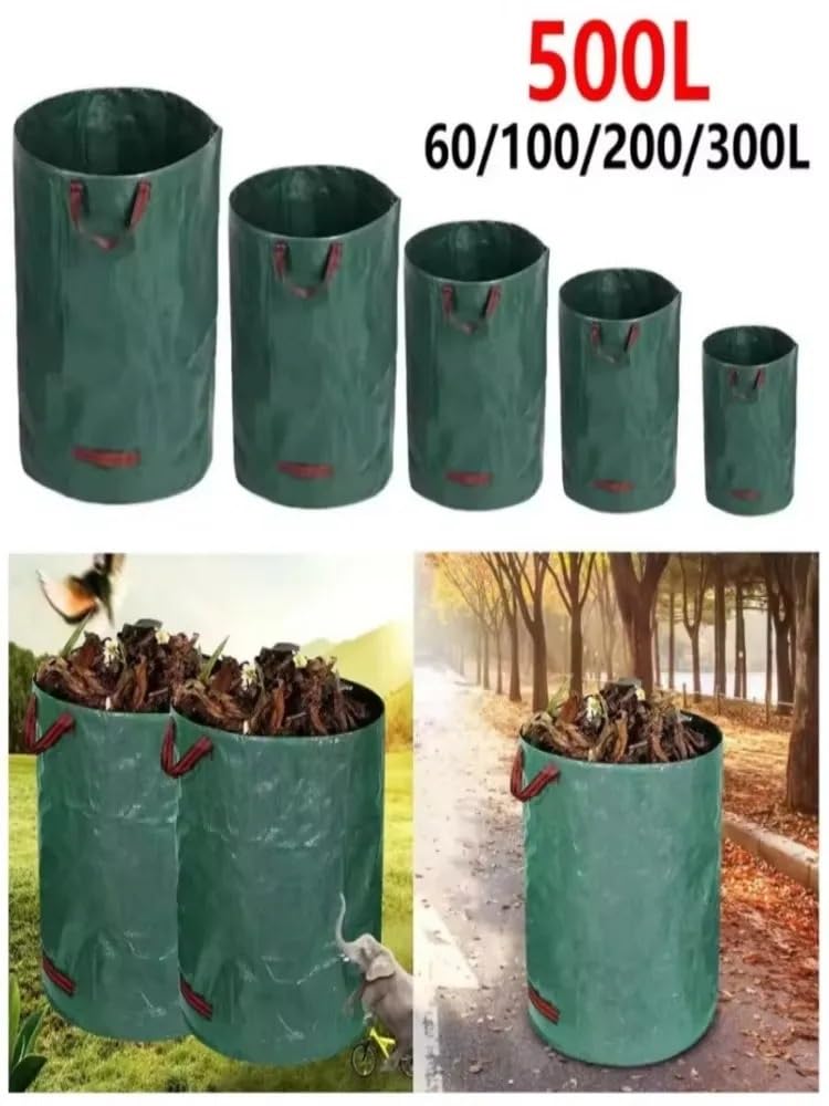 Bolsa para residuos de jardín, saco hojas reutilizable, contenedor basura para malas hierbas Bolsa para hojas