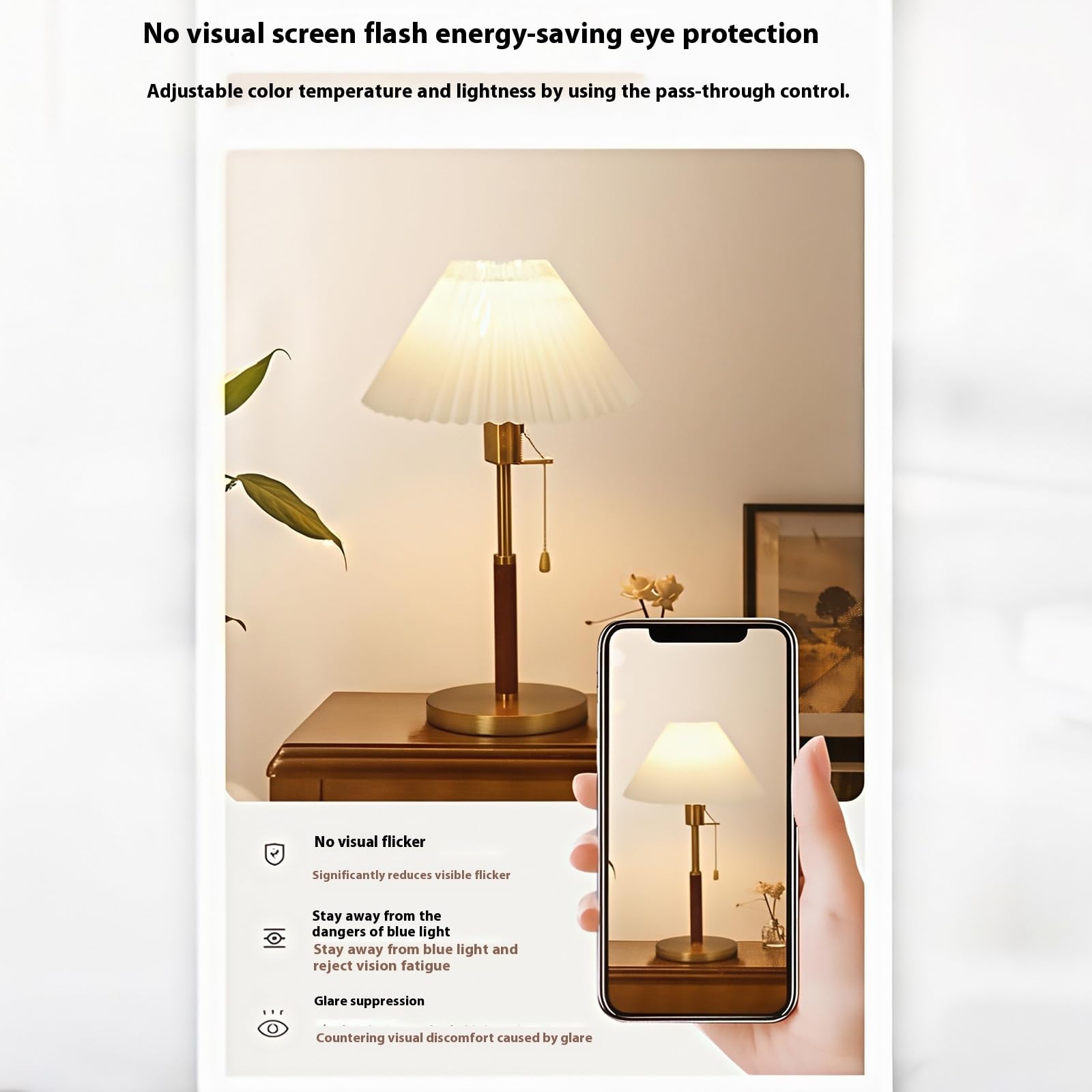 Mesa de Metal Moderna con Pantalla de Papel de arroz, iluminación de cabecera de Escritorio Ajustable y amigable para la Vista para Oficina, mesita de Noche de Dormitorio | Lámpara de Trabajo