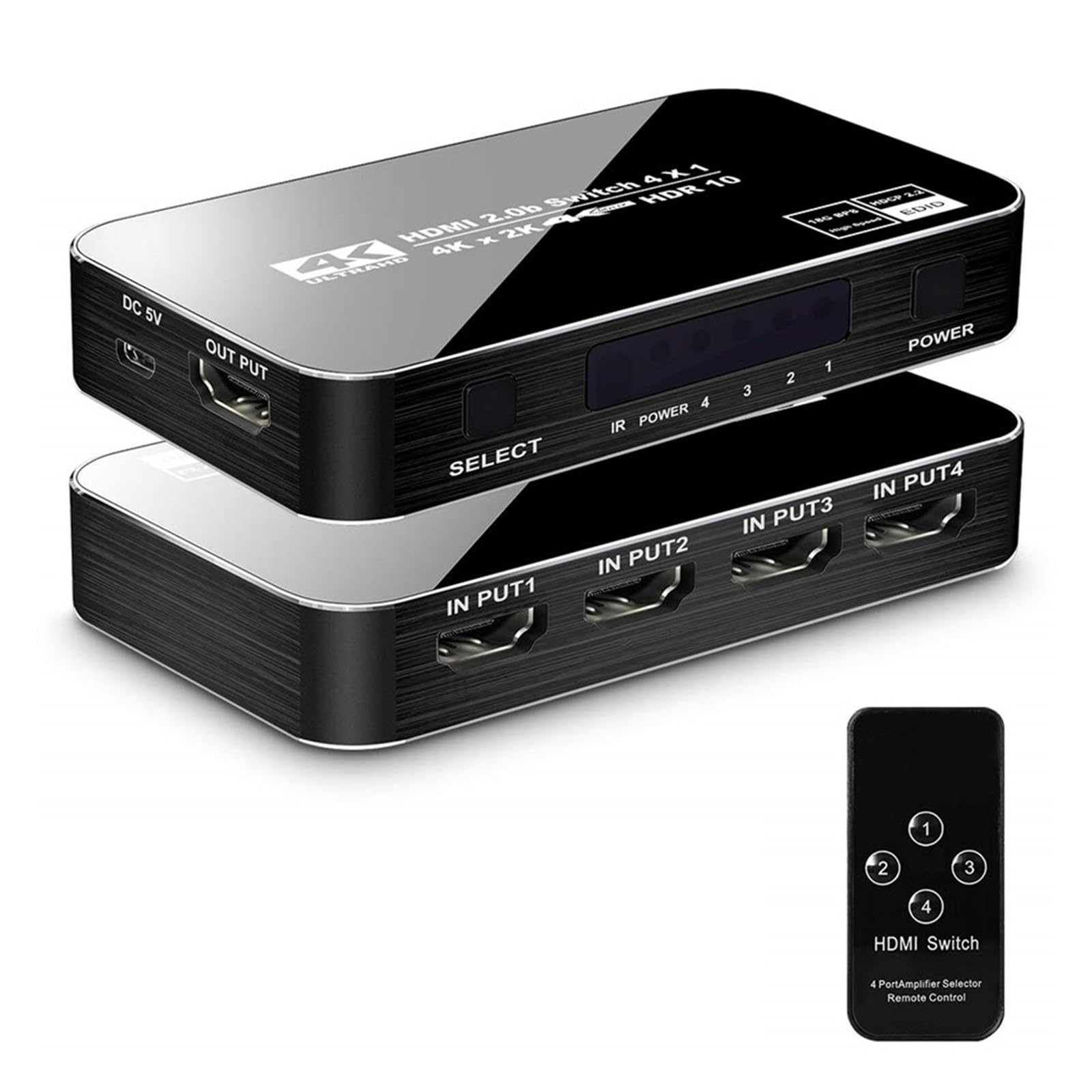 Divisor de HDTV 4K, 4 entradas, 1 Salida, Puertos, conmutador HD, selector, Cable, Compatible con Reproductores 3D Full 1080P, y Consolas Juegos PS4(HS14A1)