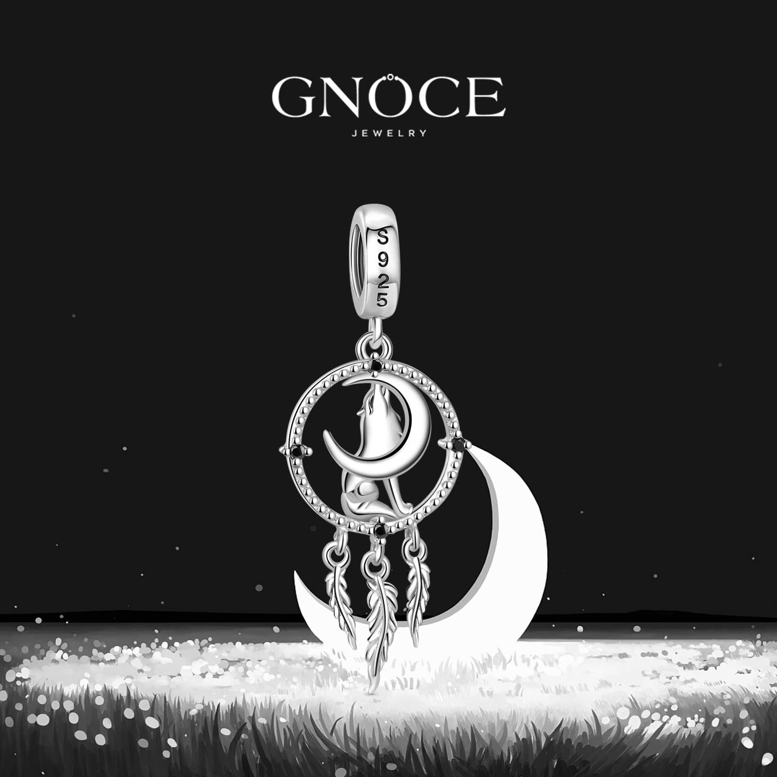 GNOCE Lupo Acchiappasogni Ciondolo Charm 925 Sterling Silver Phoenix Charms per Charms Bracciale Regalo per Donna Fit Collana/Braccialetto