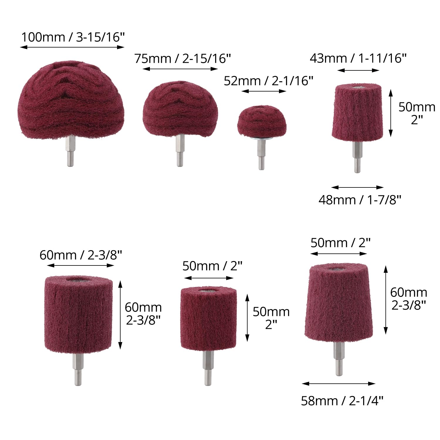QWORK® 7 Pièces Tête de Polissage pour Perceuse, Grain 240, Poignée 1/4'', pour Polir le Métal et le Bois