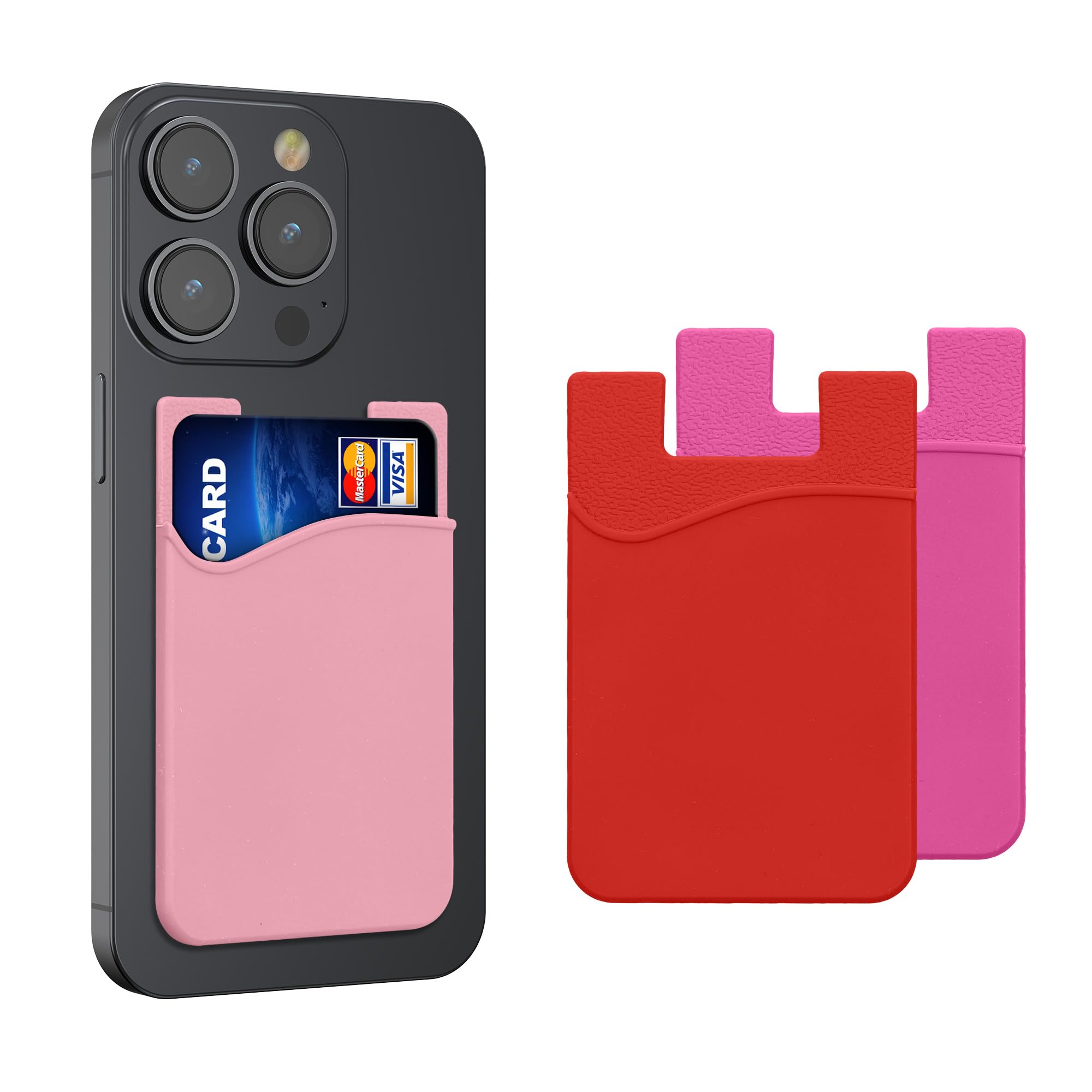 Porta Carte Di Credito Per Cellulare - 3 Pezzi Silicone Adesivo 8.6x5