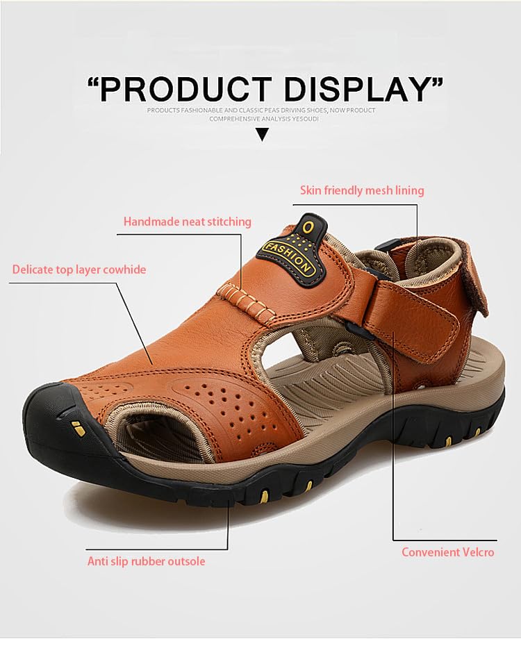 Men's Orthopedic Support Non-Slip Sport Sandals Lightweight Trail Hiking Leather Sandals Summer Hollow-Out Sandals3